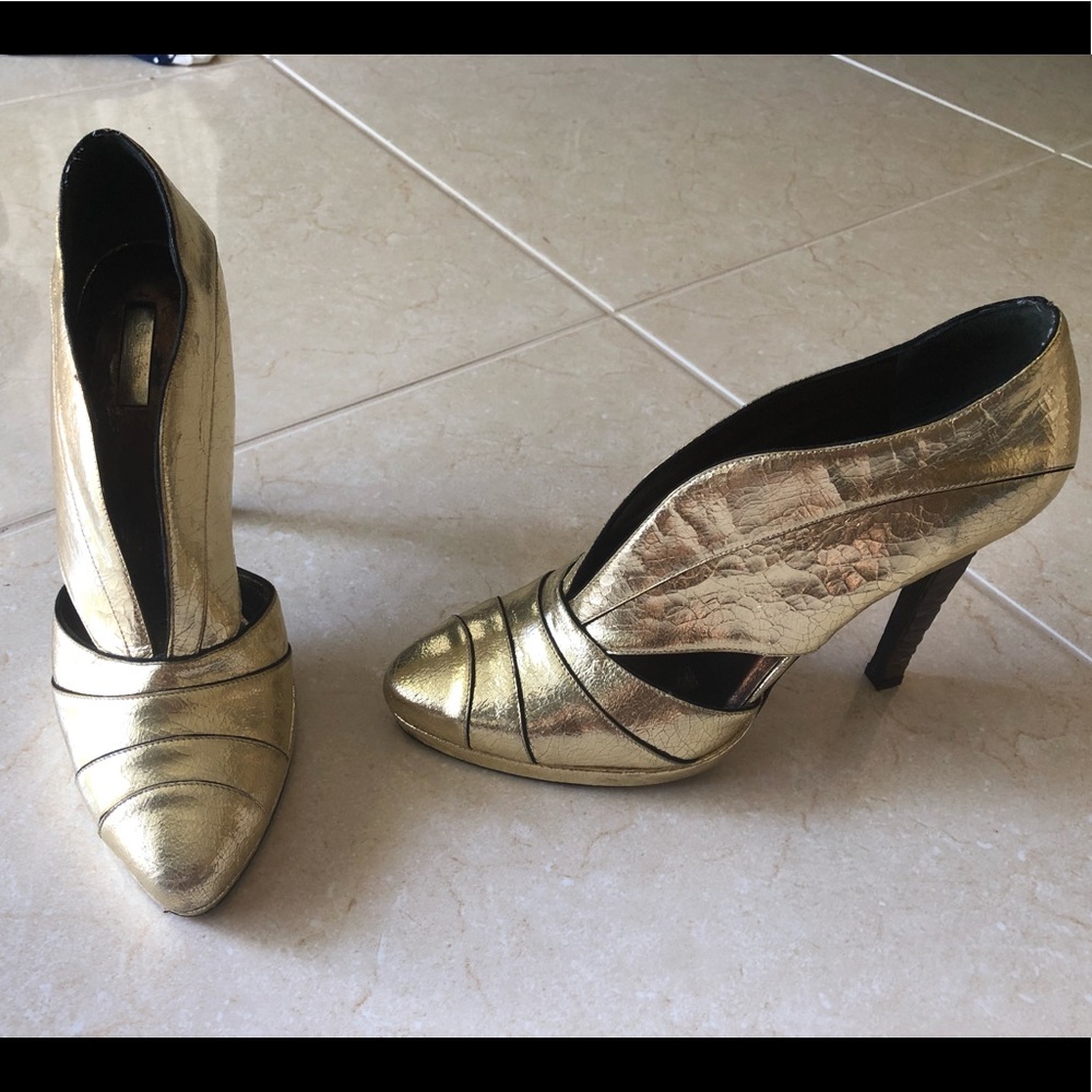 Calvin Klein Collection Gold Cut Out Booties